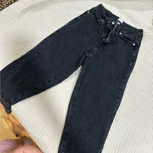 High waisted black straight leg jeans